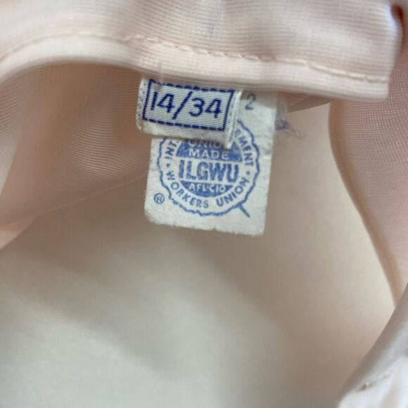 Vintage Pink Chiffon and Nylon Pleated Floral Short Sleeve Blouse Size Small - Picture 9 of 9